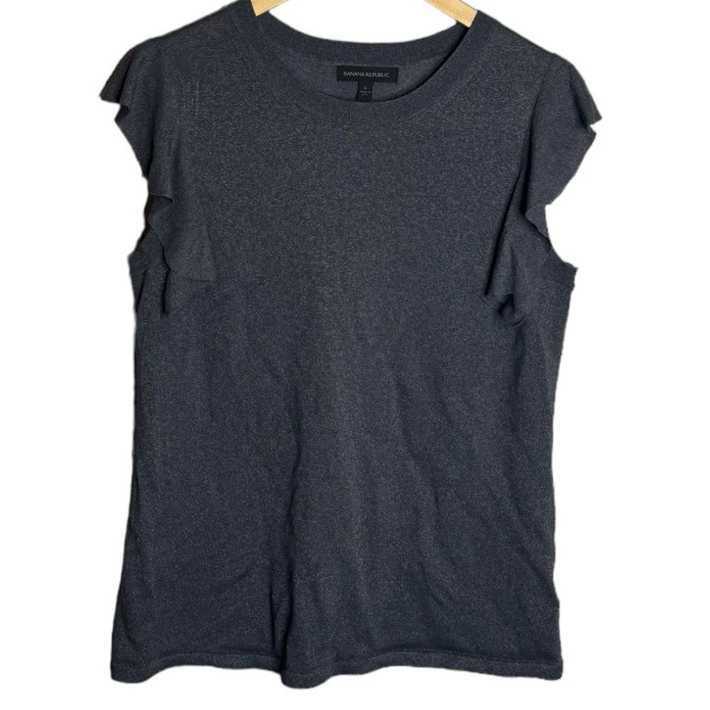Banana Republic Gray Ruffle Sleeve Top